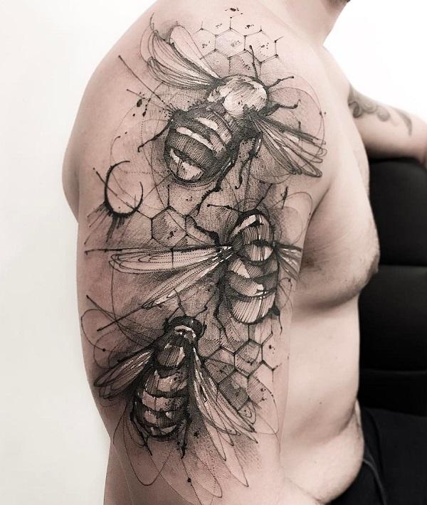 52 Ideas para Tatuajes de Abejas con Significado 18